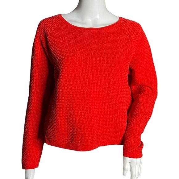 Mango Shirt Womens Small Red Waffle Knit Top Textured Casual Office Versatile - Picture 1 of 7